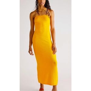 Free People Beach Gold Rio Sweater Knit Strapless Maxi Dress Medium
